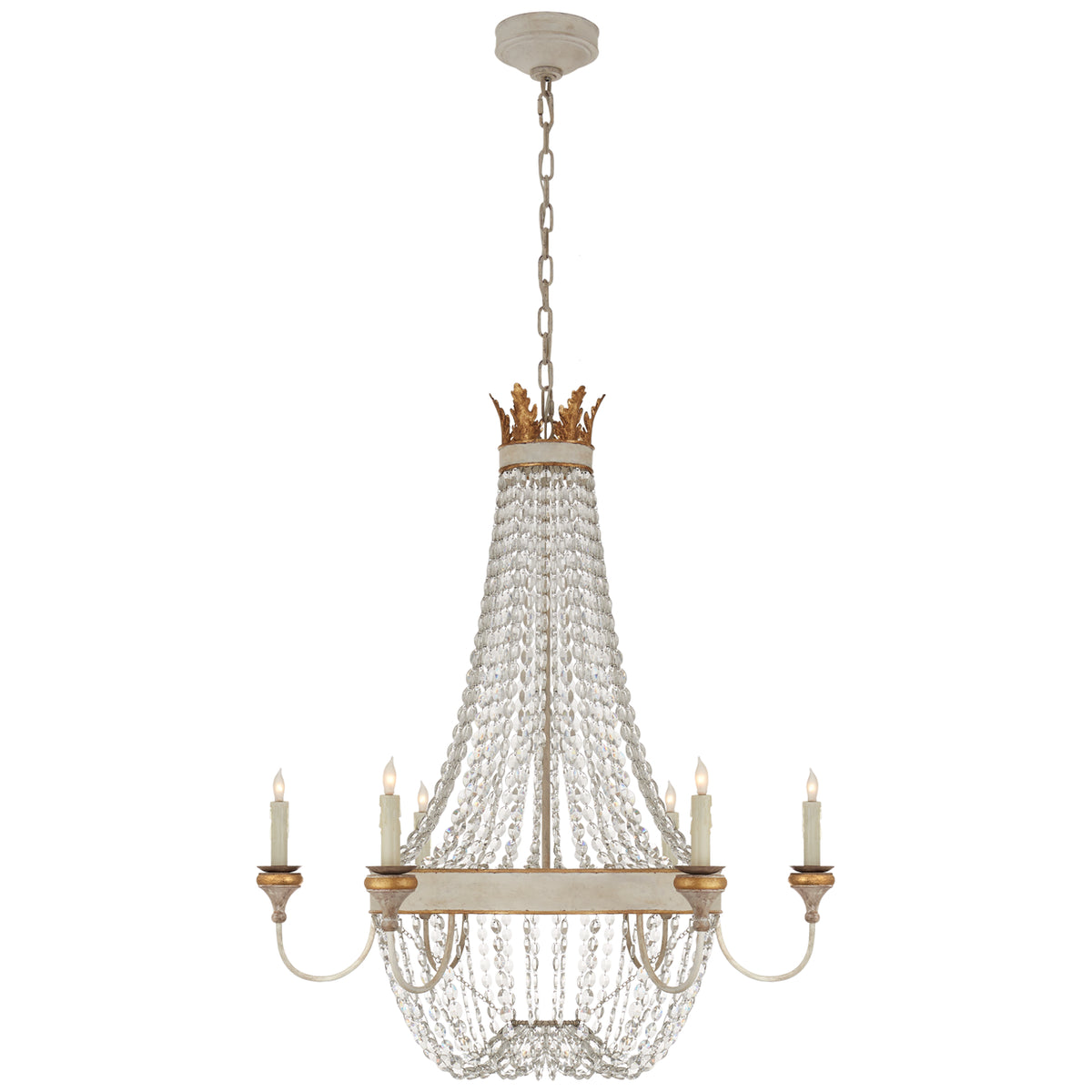 Entellina Six Light Chandelier in Vintage White and Gild