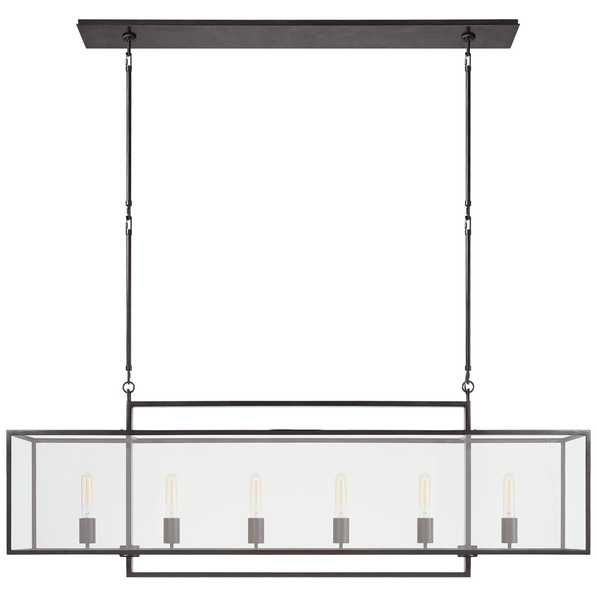 Halle Six Light Linear Pendant in Aged Iron