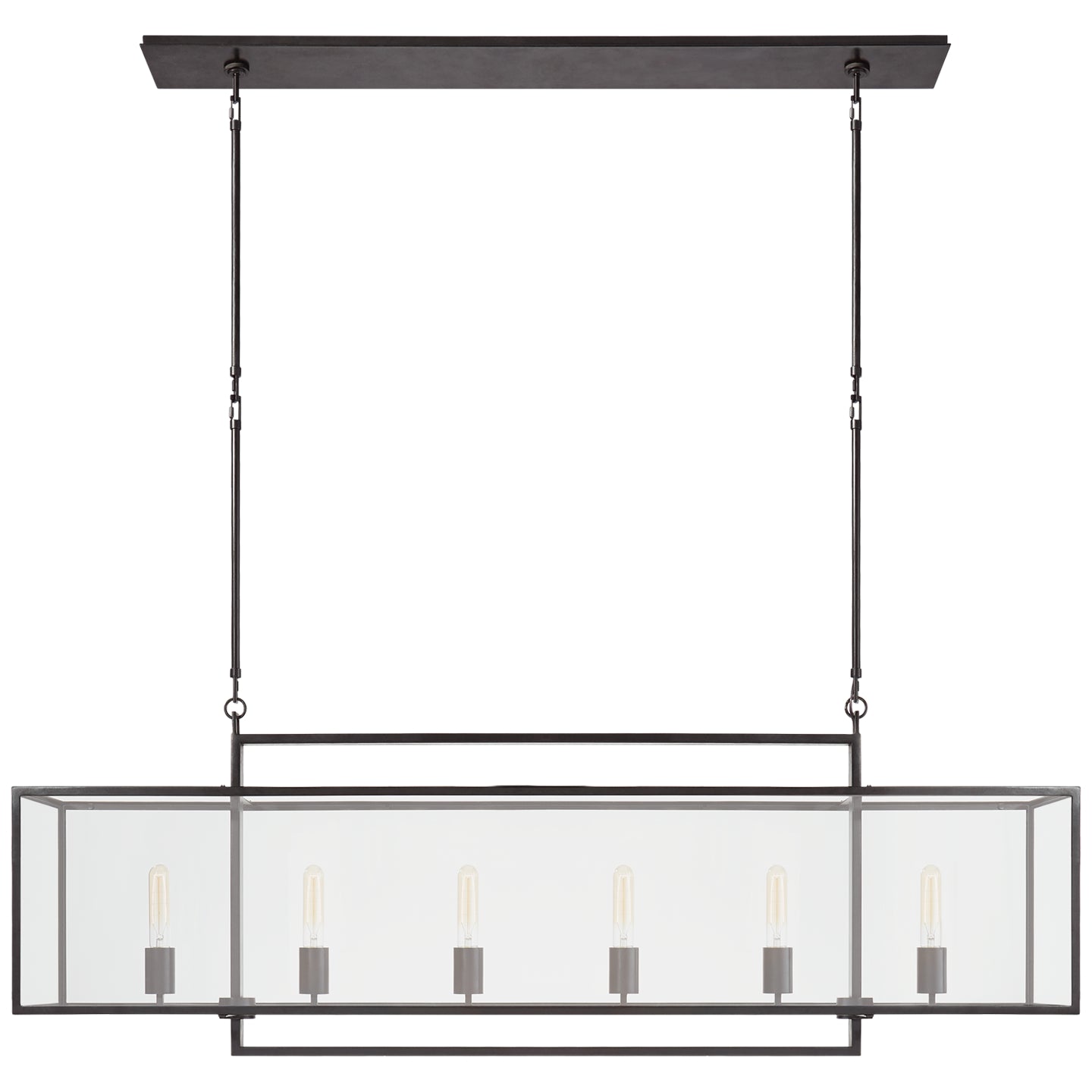 Halle Six Light Linear Pendant in Aged Iron