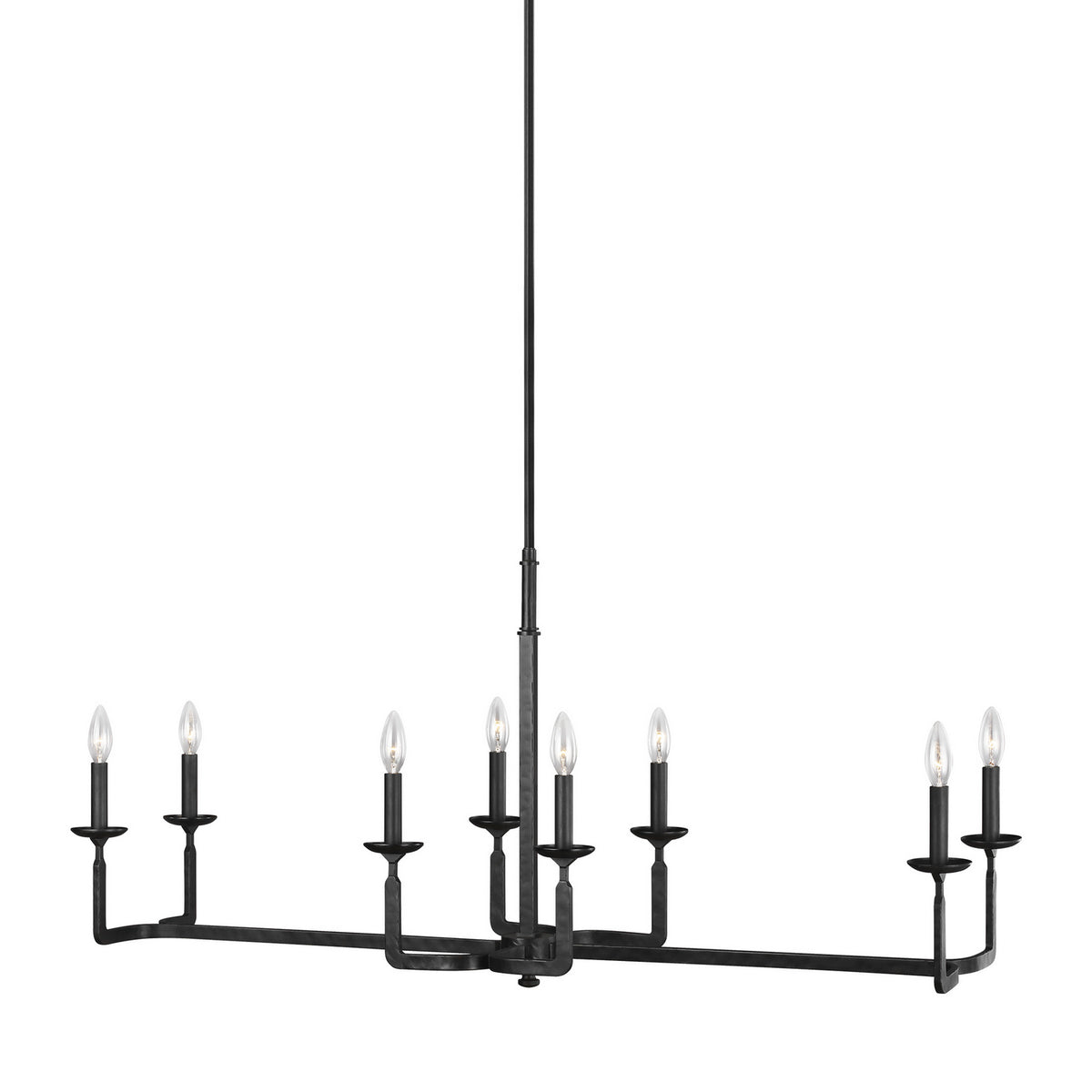 Ansley Eight Light Linear Chandelier in Aged Iron