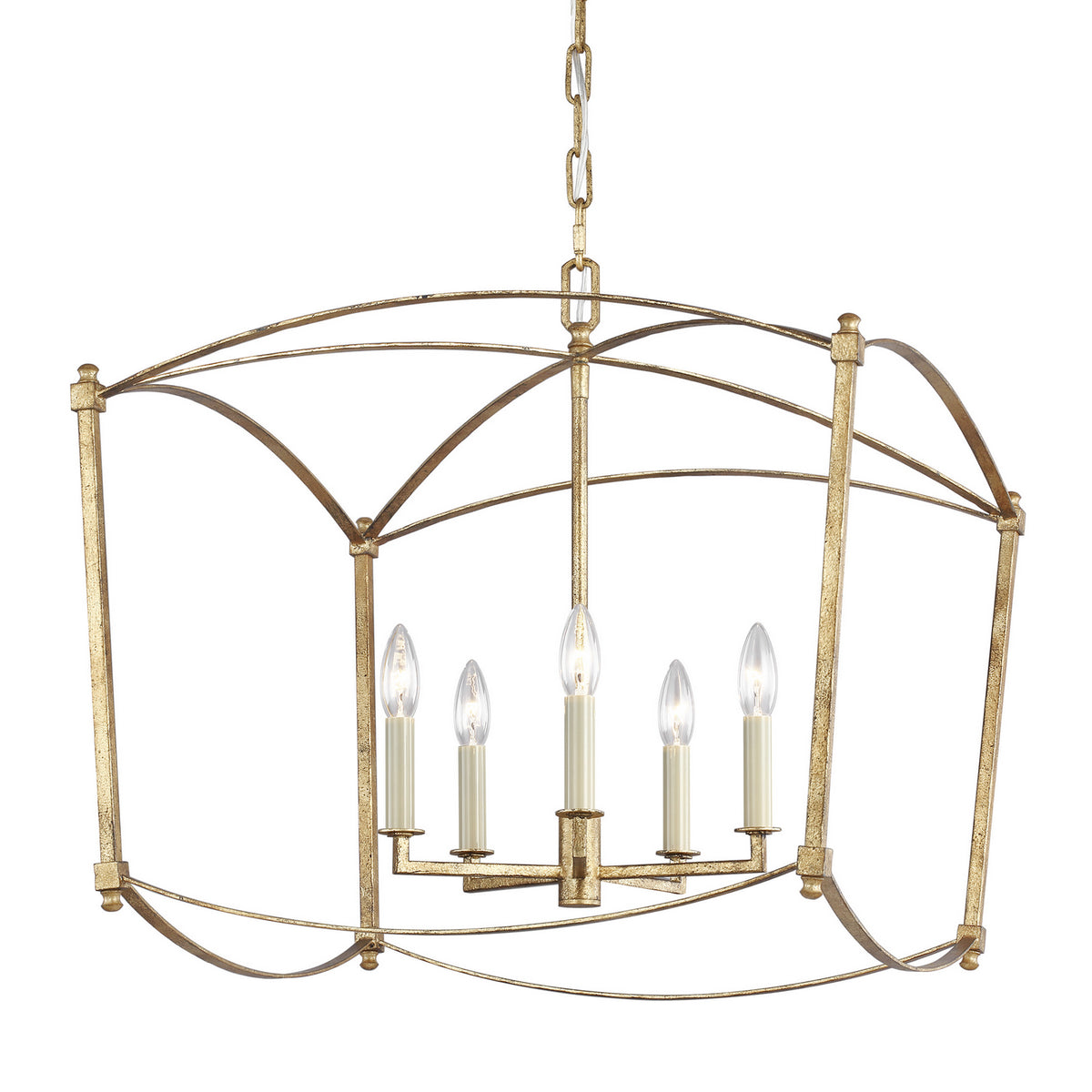 Thayer Five Light Lantern in Antique Gild