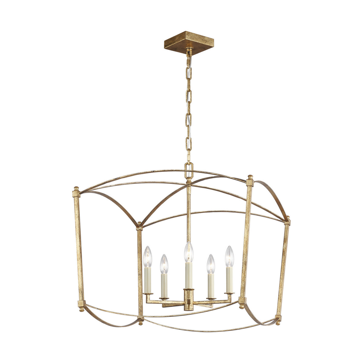 Thayer Five Light Lantern in Antique Gild