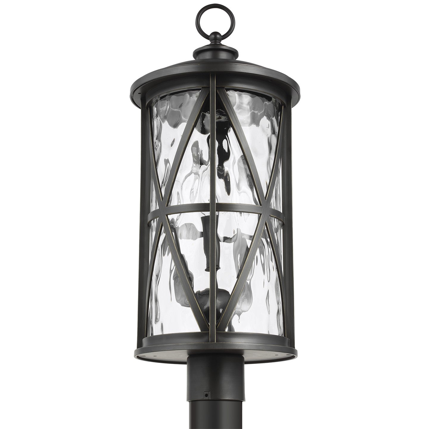 Lanterne d'extérieur sur poteau à trois lumières Millbrooke en bronze antique