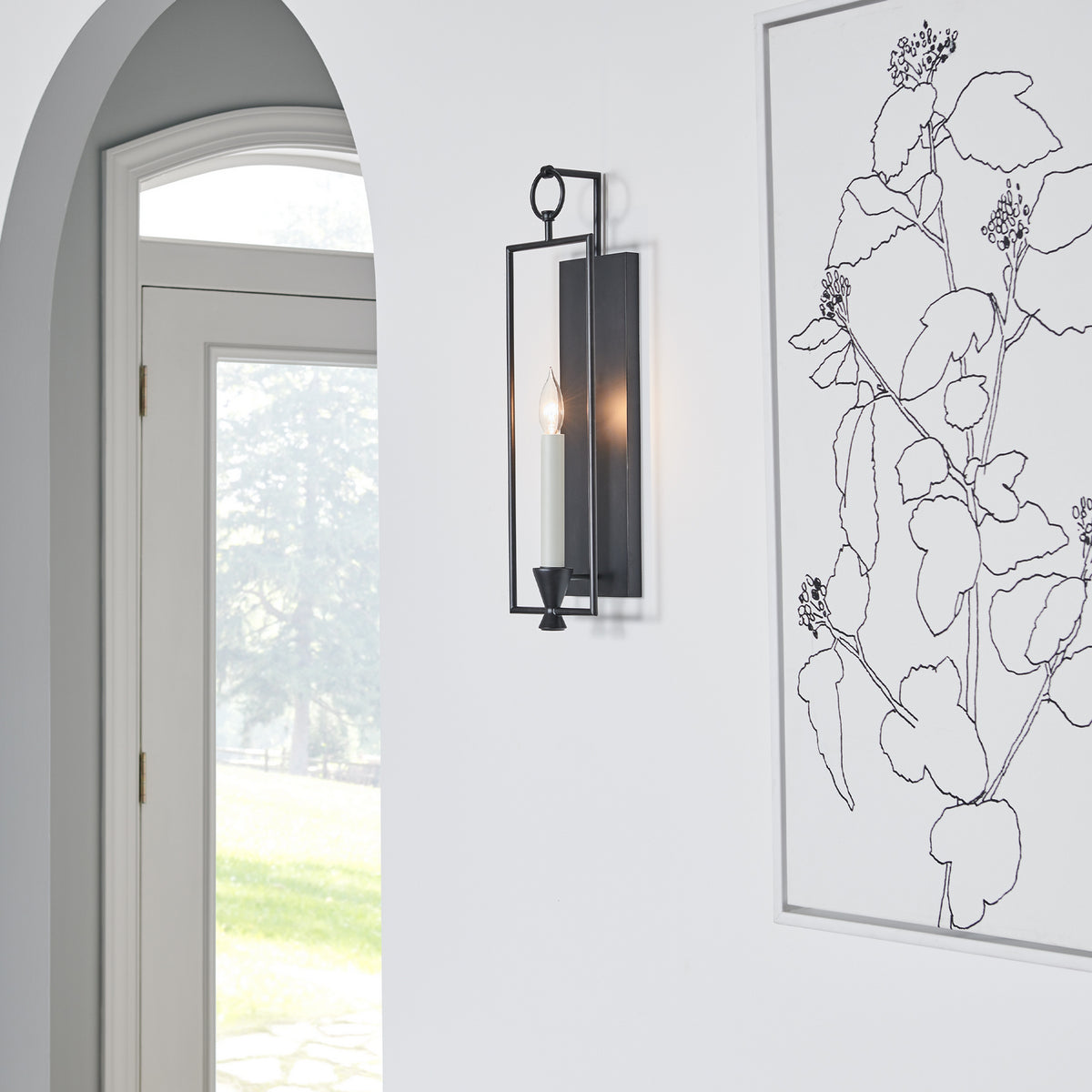 Applique murale Keystone à une lumière en fer vieilli