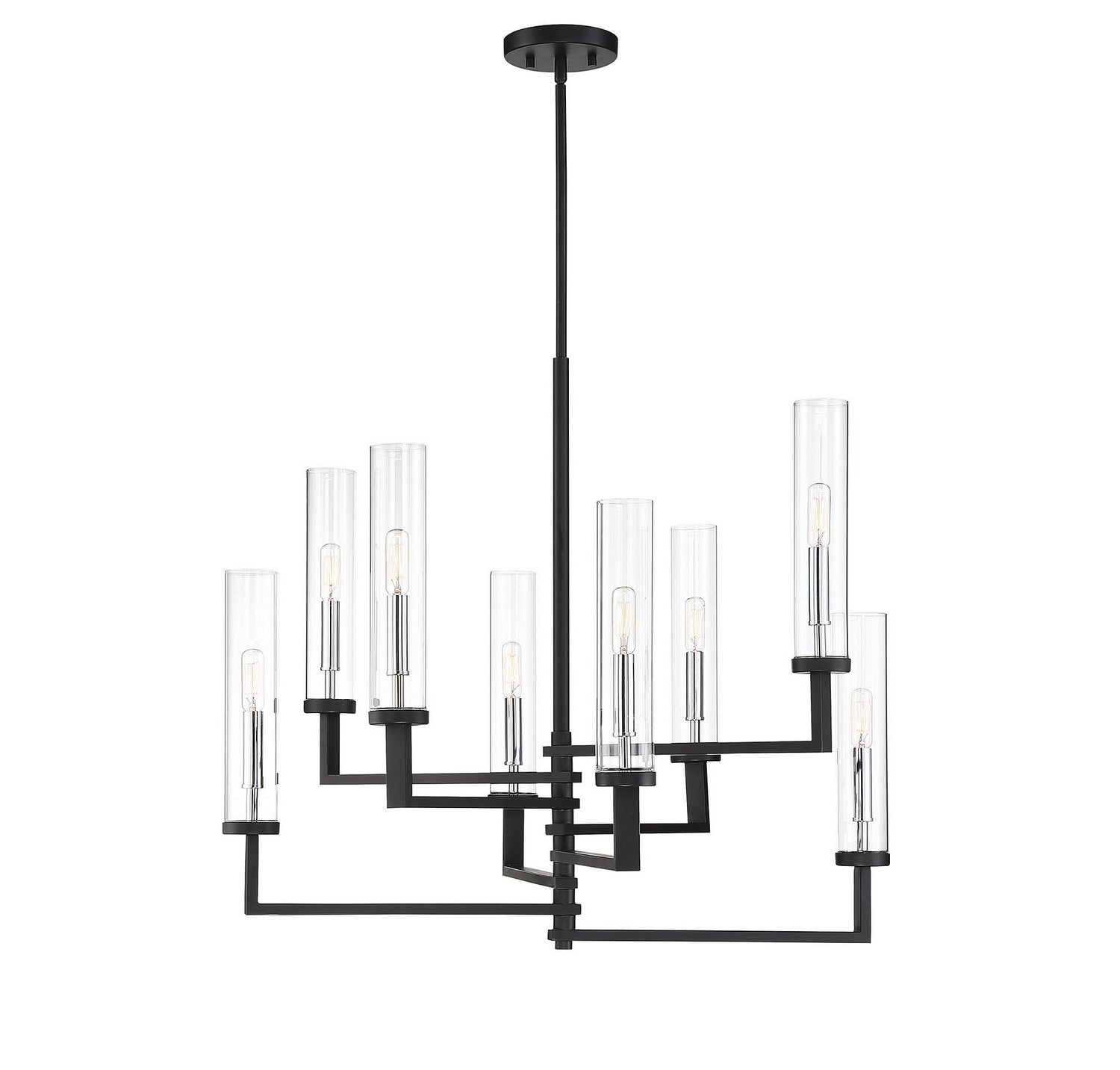 Folsom Eight Light Chandelier in Matte Black w/Polished Chrome