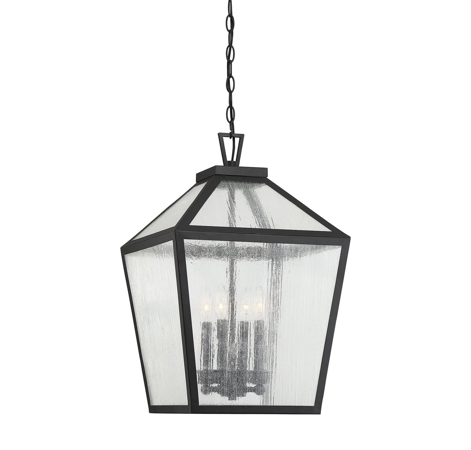Woodstock Four Light Outdoor Hanging Lantern in Black