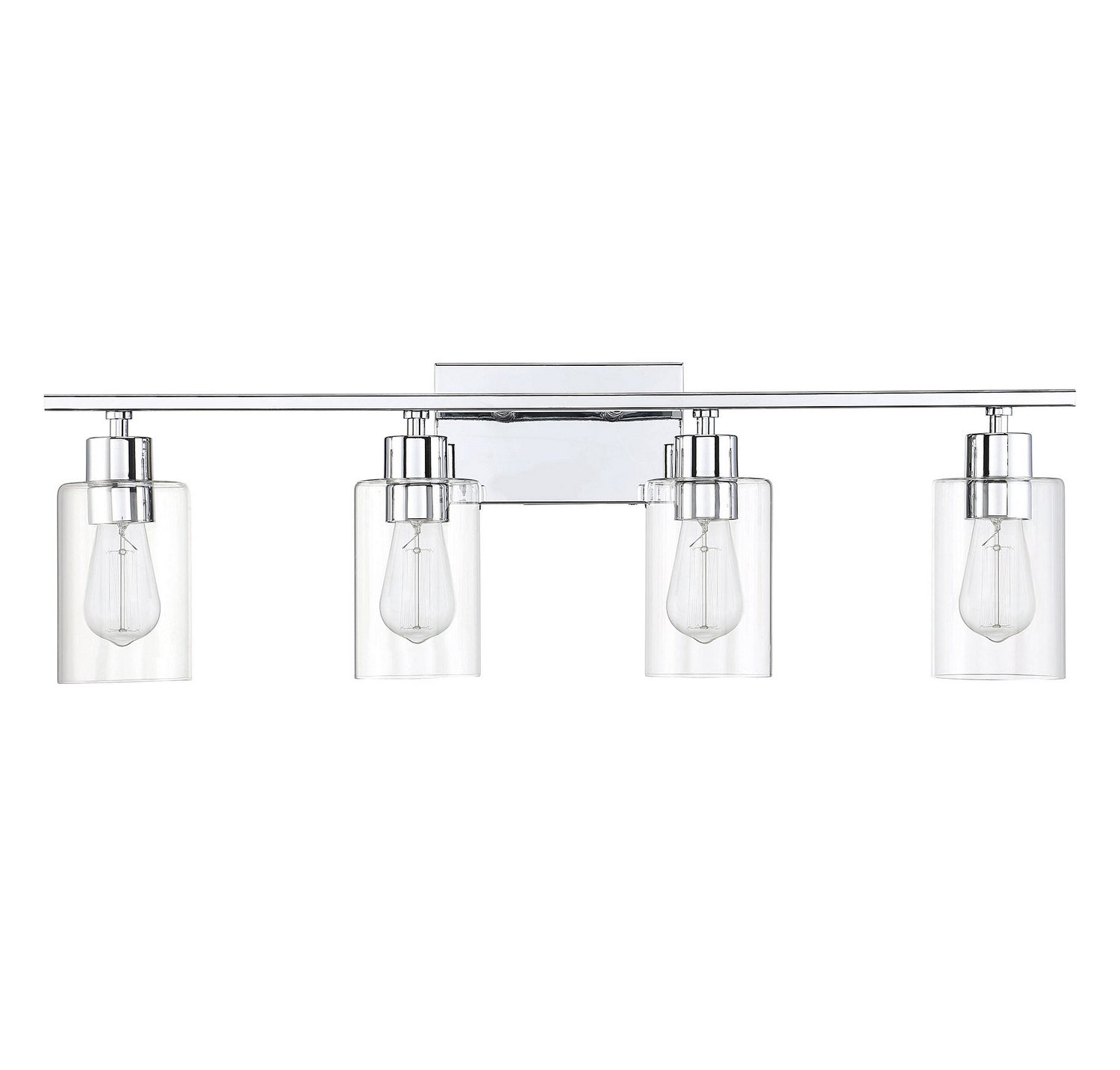 Réglette de salle de bain Lambert à quatre lumières en chrome poli
