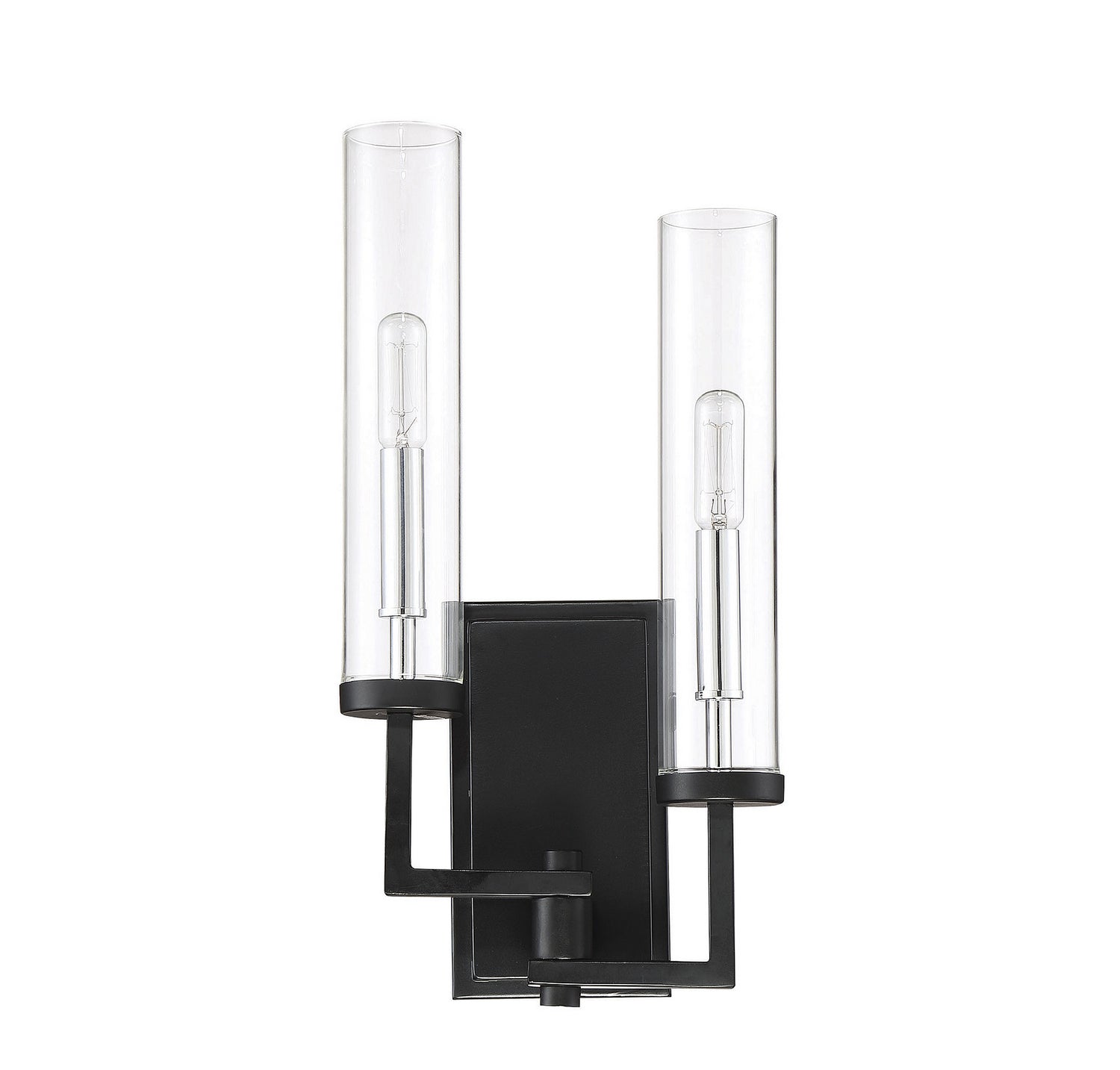 Folsom Two Light Wall Sconce in Matte Black with Polished Chrome Accents
