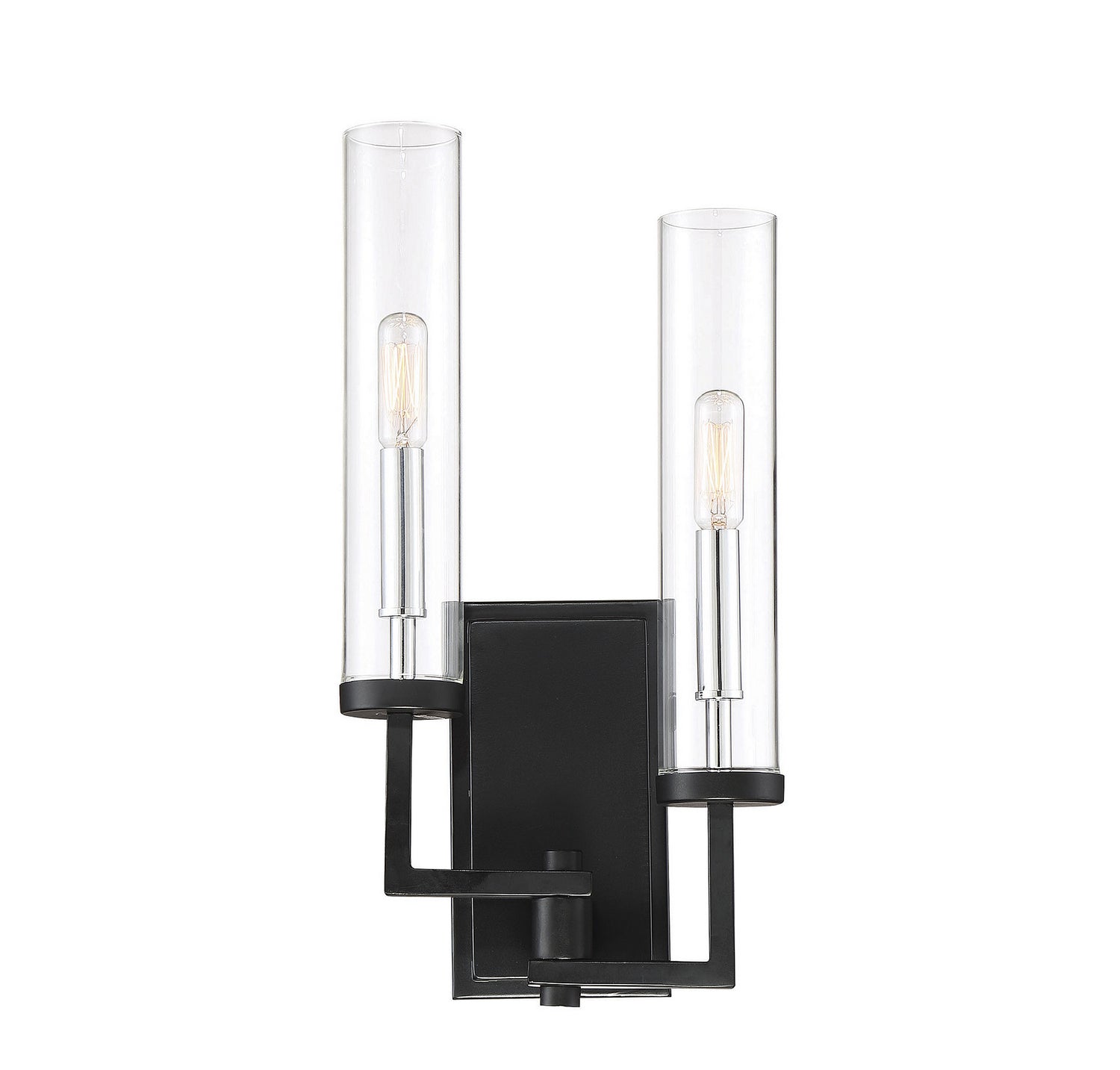 Folsom Two Light Wall Sconce in Matte Black with Polished Chrome Accents