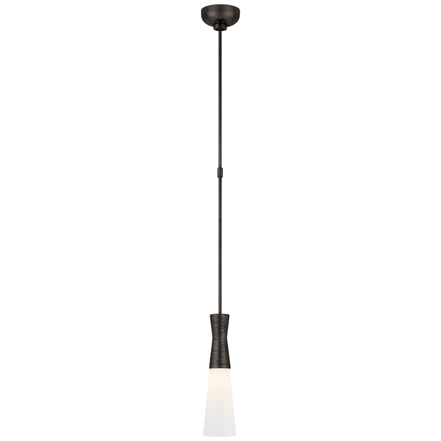 Utopia 4" Pendant in Aged Iron with White Glass