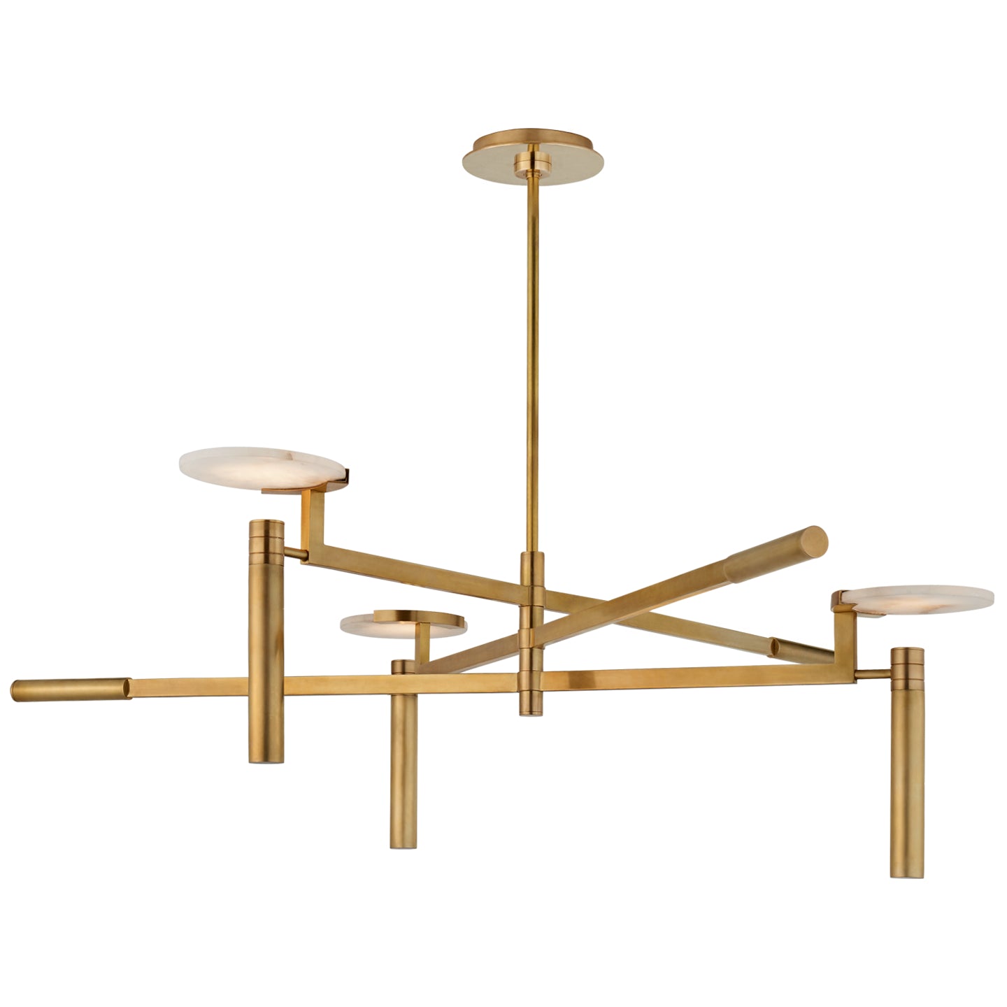 Melange Large Floating Disc Chandelier in Bronze with Alabaster. KW 5602BZ-ALB