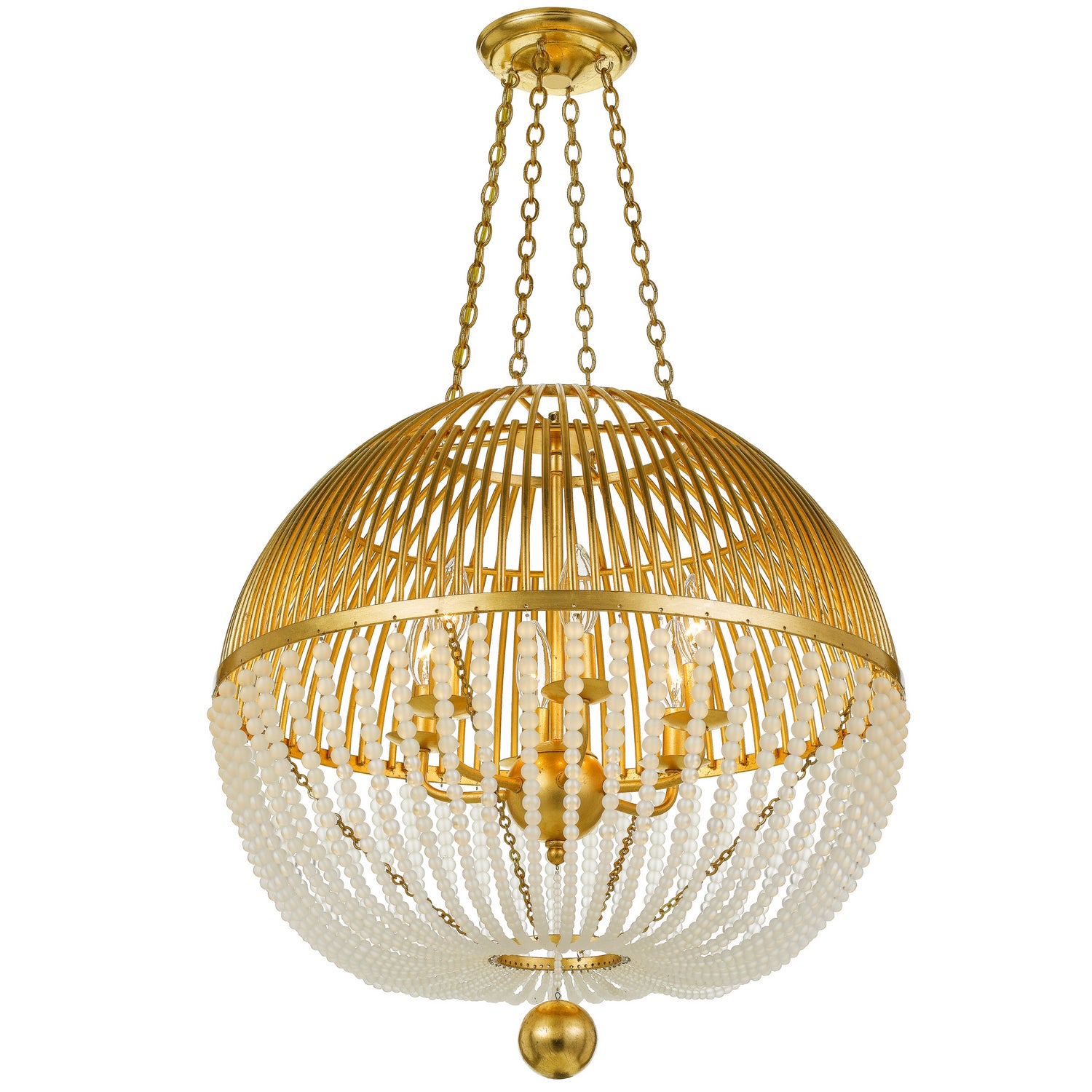 Duval Six Light Chandelier in Antique Gold