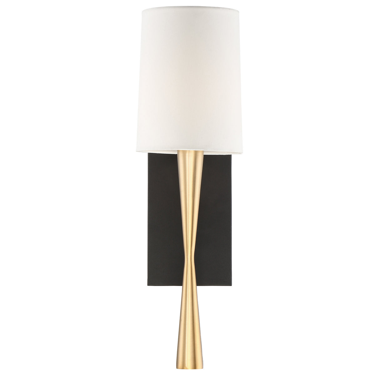 Trenton One Light Wall Sconce in Aged Brass + Black Forged