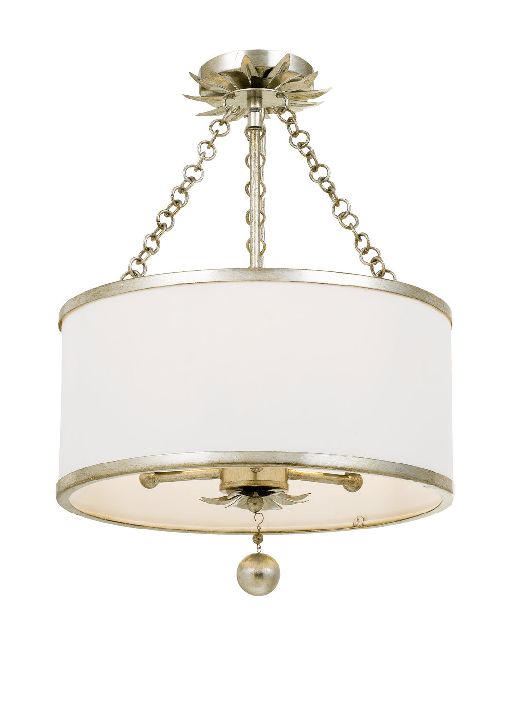 Broche Three Light Semi Flush Mount in Antique Silver