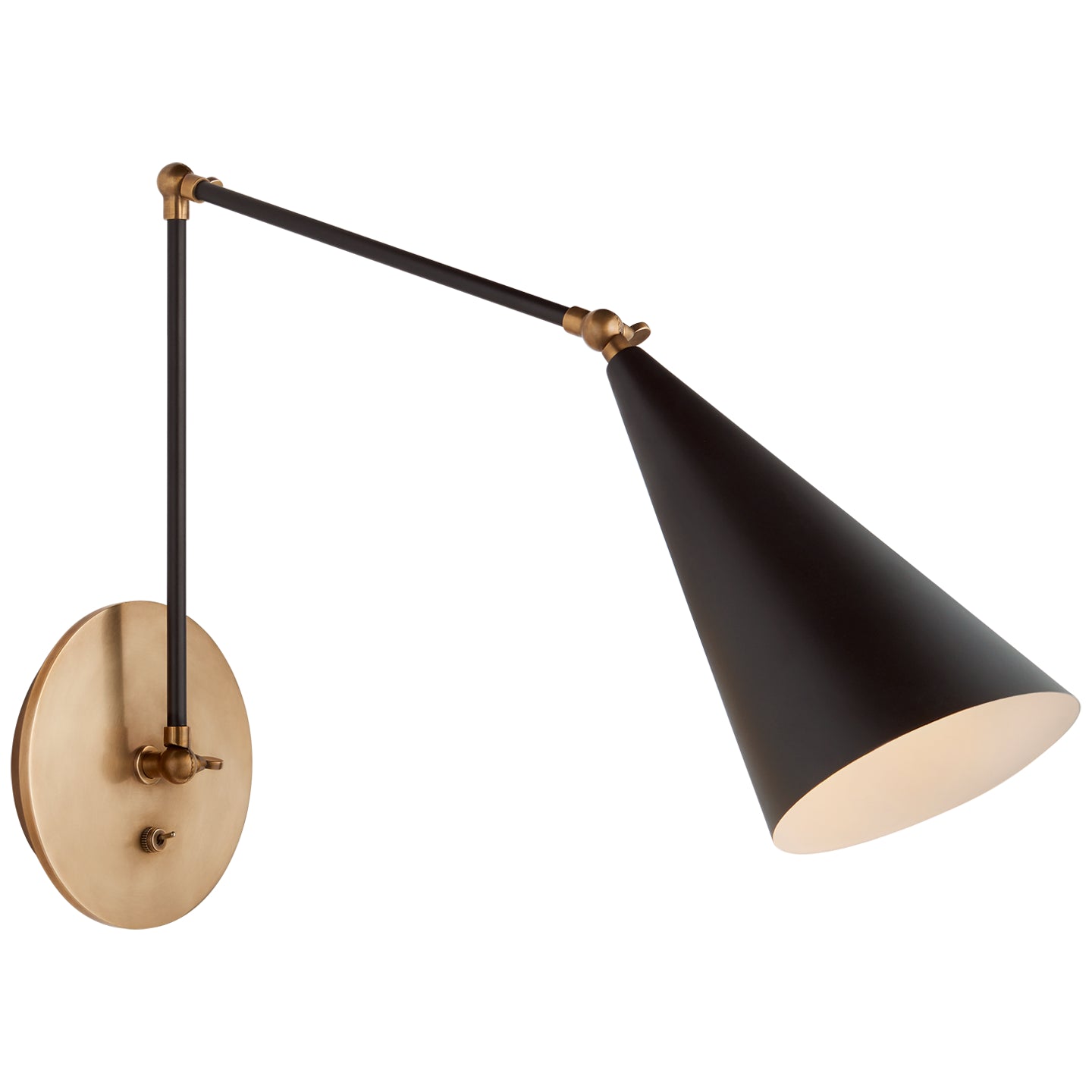 Clemente Wall Light in Hand-Rubbed Antique Brass with White