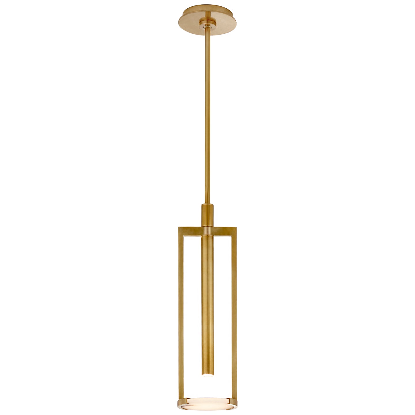 Melange Small Floating Disc Pendant in Antique-Burnished Brass with Alabaster