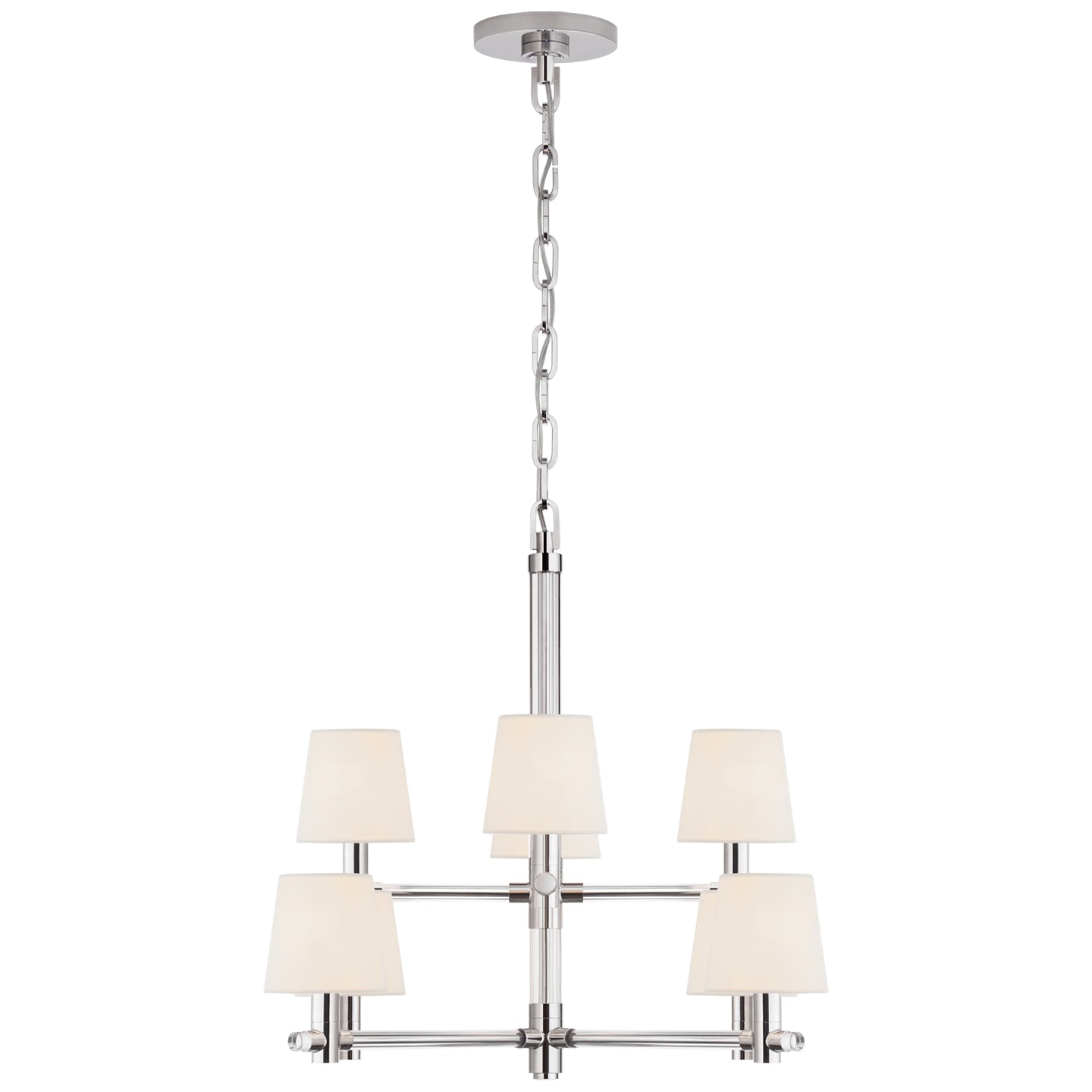 Lustre Sable à huit lumières en cristal et nickel poli