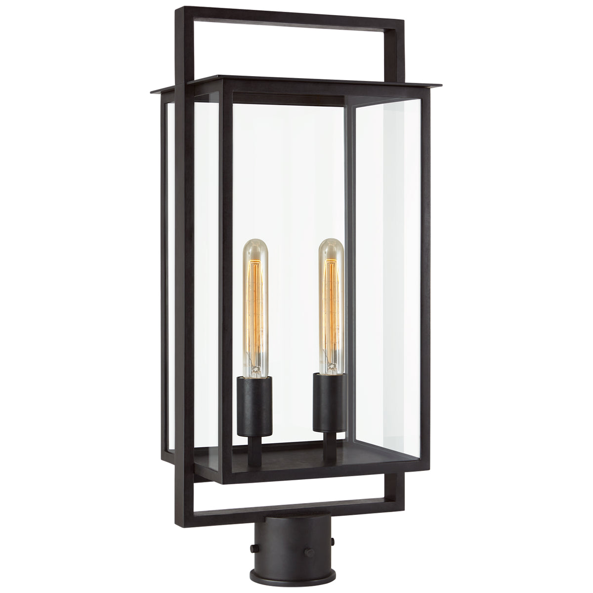 Halle Two Light Post Lantern in Aged Iron