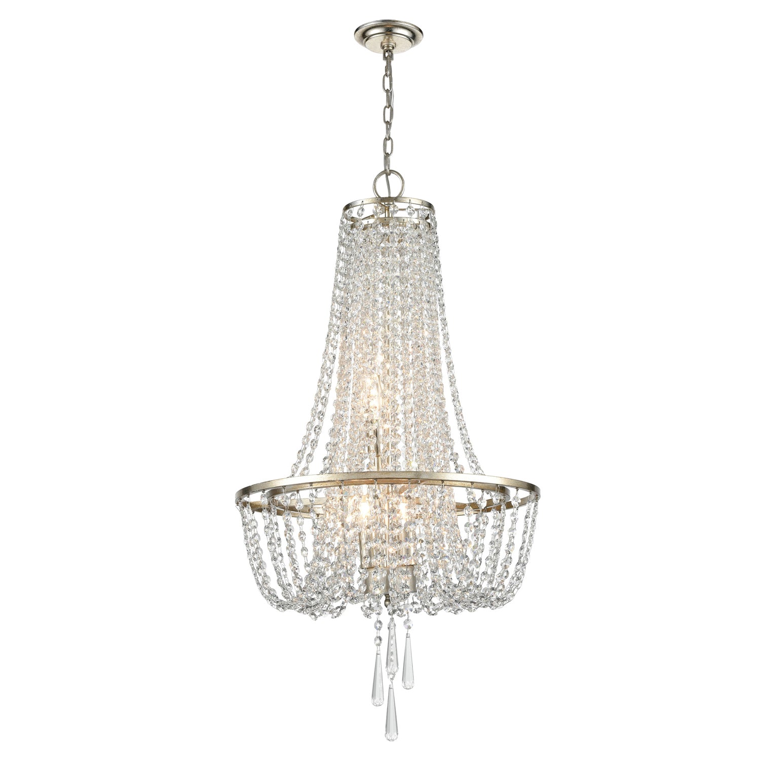 Arcadia Four Light Chandelier in Antique Silver