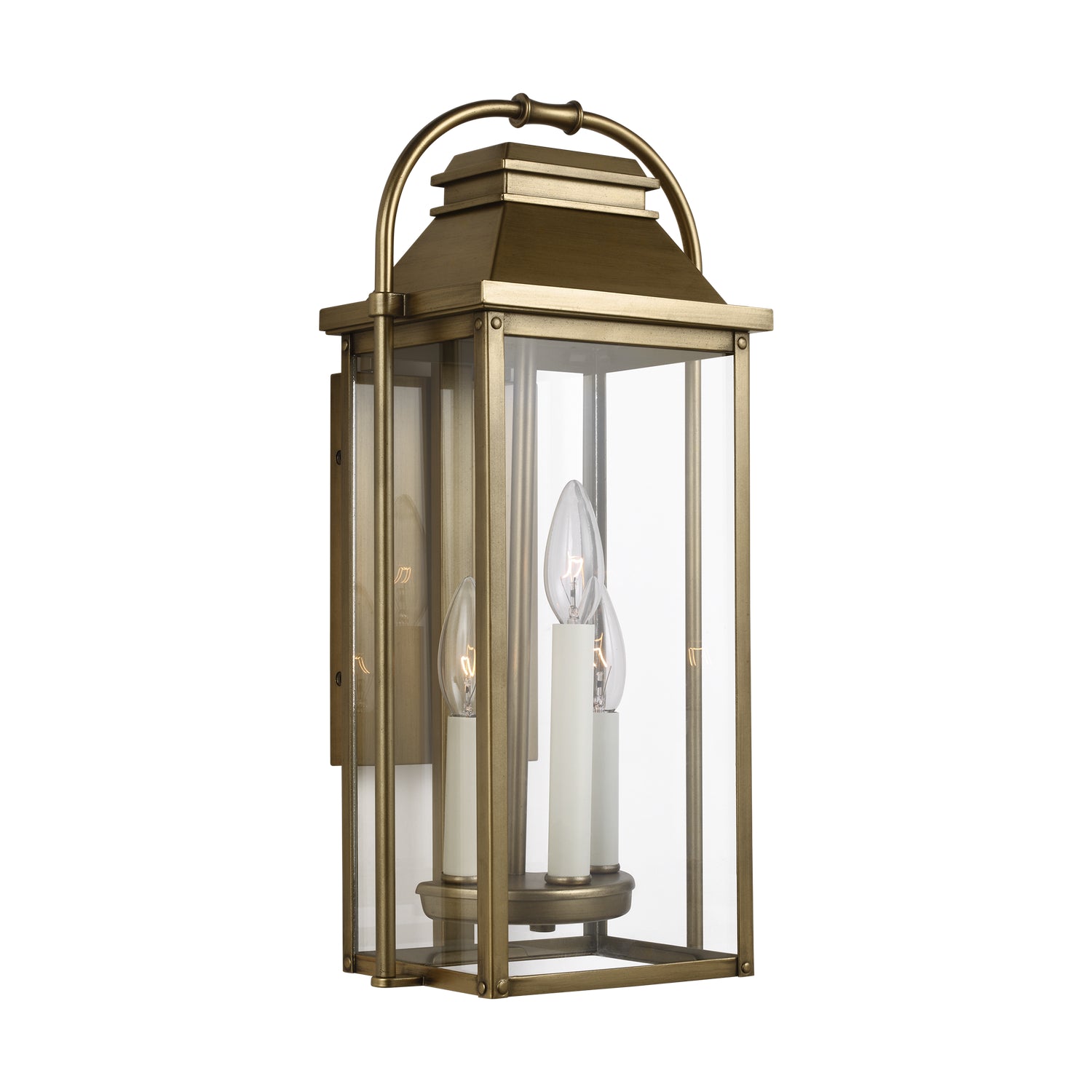 Wellsworth Outdoor Wall Lantern In Painted Distressed Brass