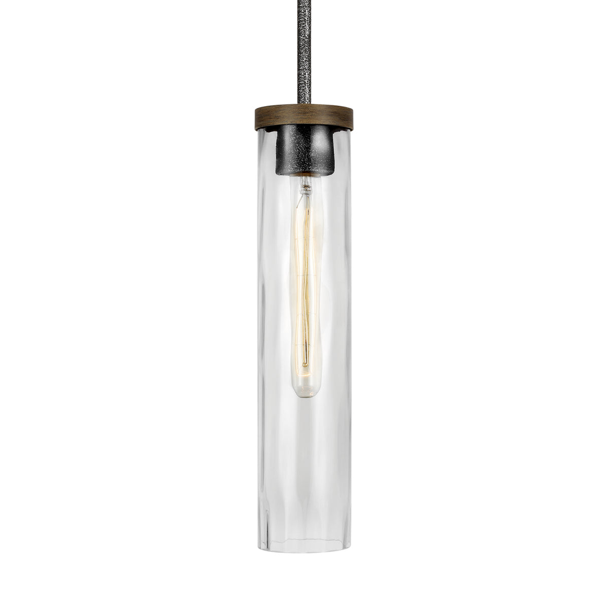 Angelo One Light Pendant in Distressed Weathered Oak / Slate Grey Metal