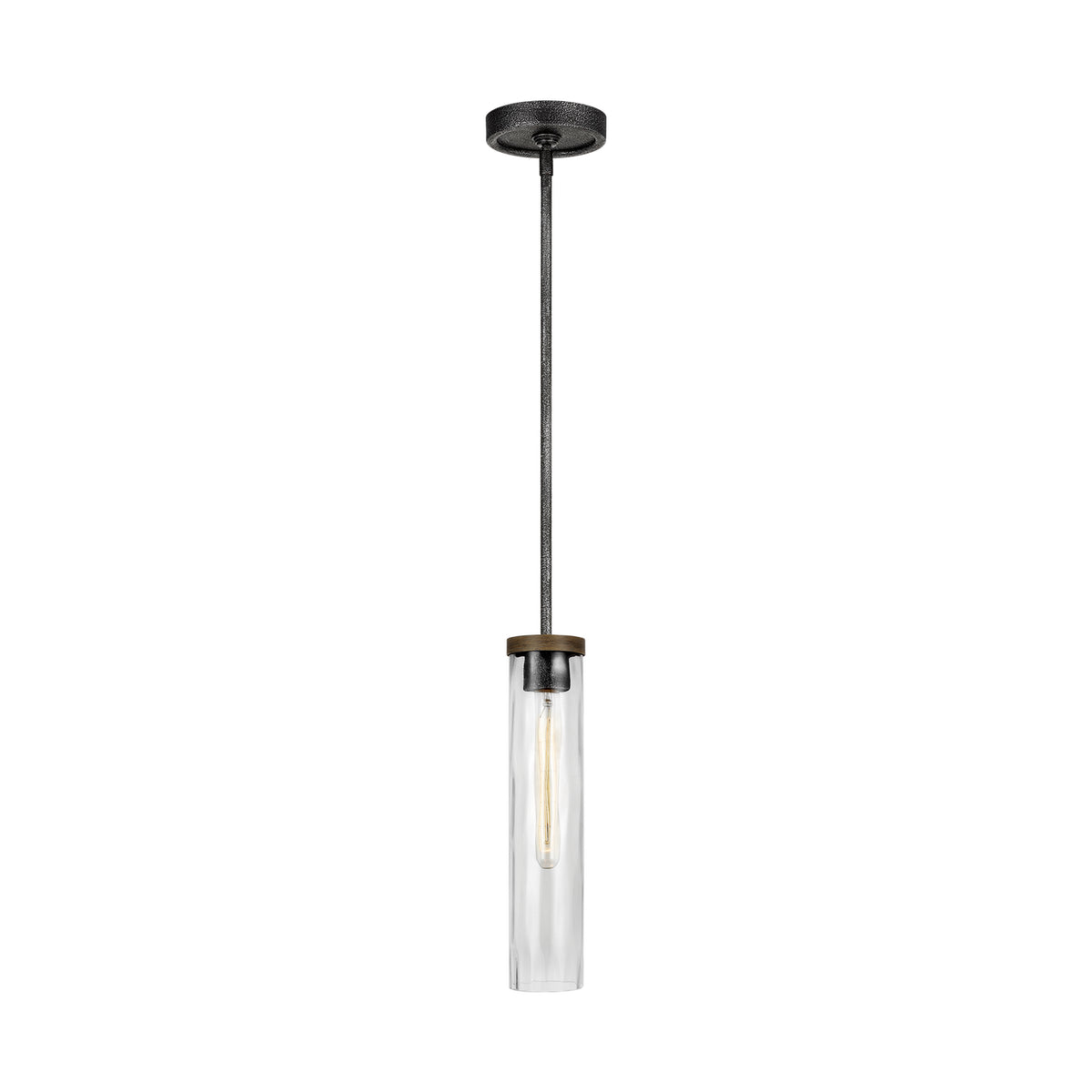 Angelo One Light Pendant in Distressed Weathered Oak / Slate Grey Metal