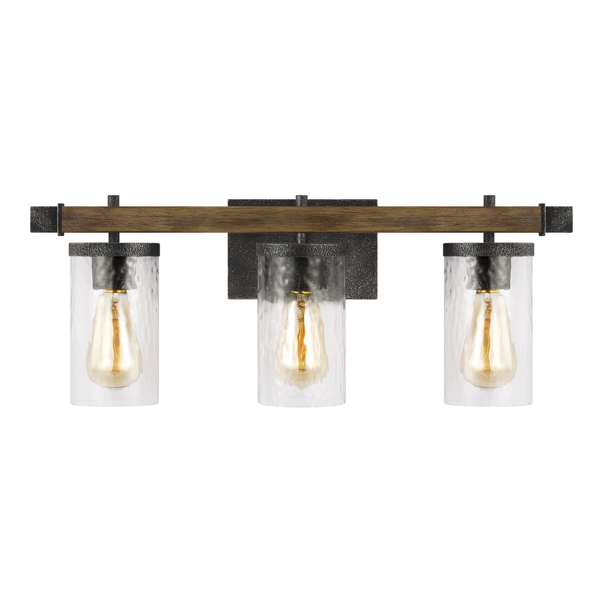 Angelo Three Light Vanity in Distressed Weathered Oak / Slate Grey Metal
