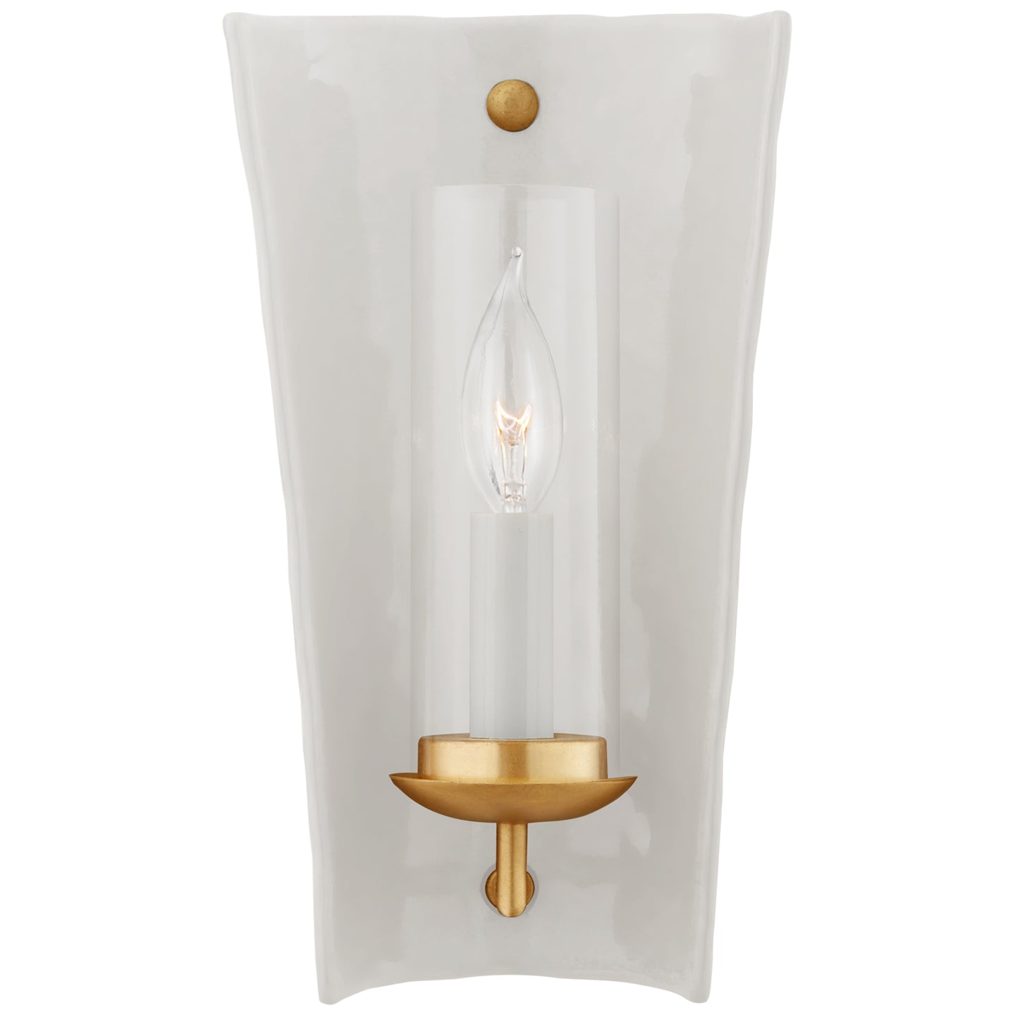 Downey Medium Reflector Sconce in Shellish Gray and Gild with Clear Glass