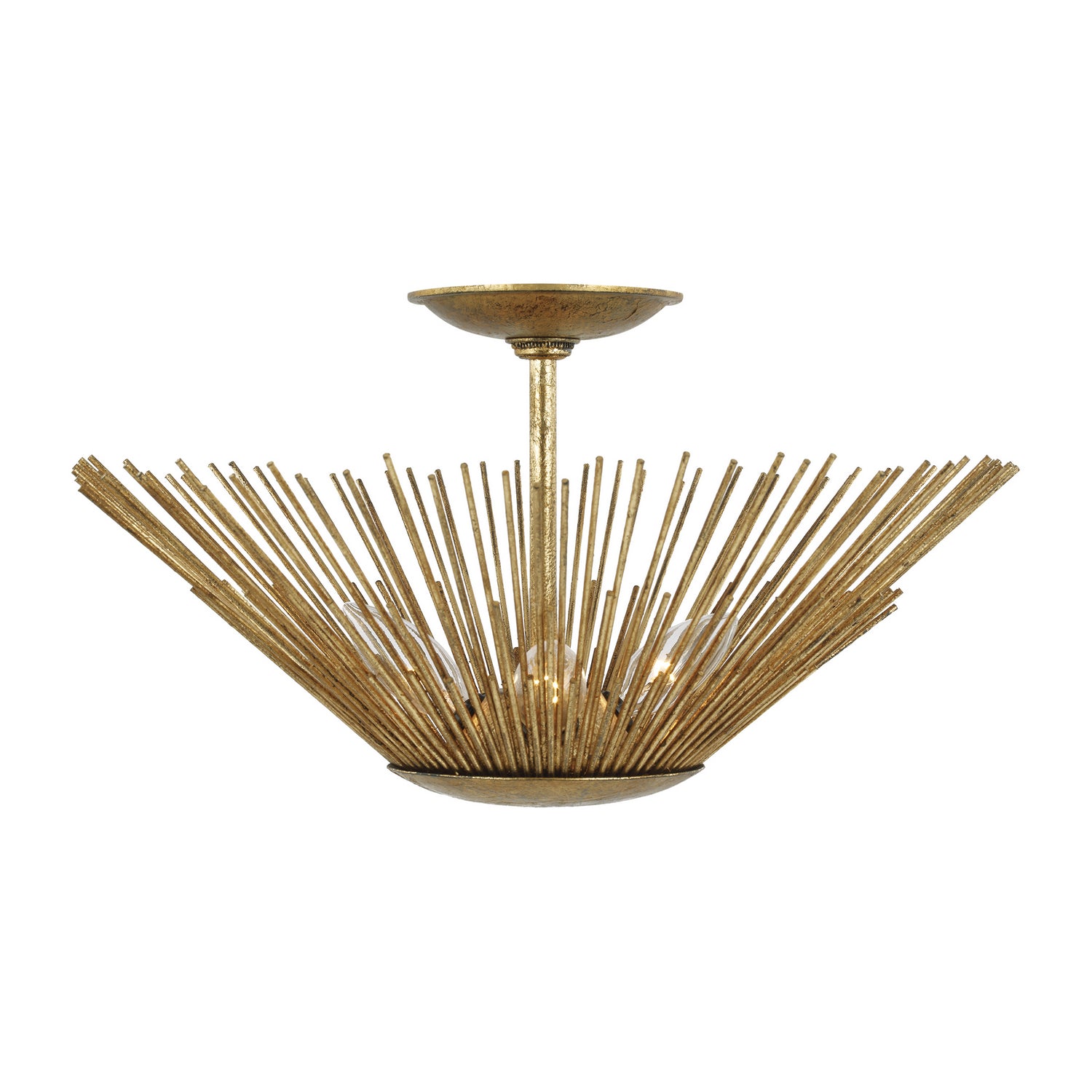 Plafonnier Helios à trois lumières en dorure antique