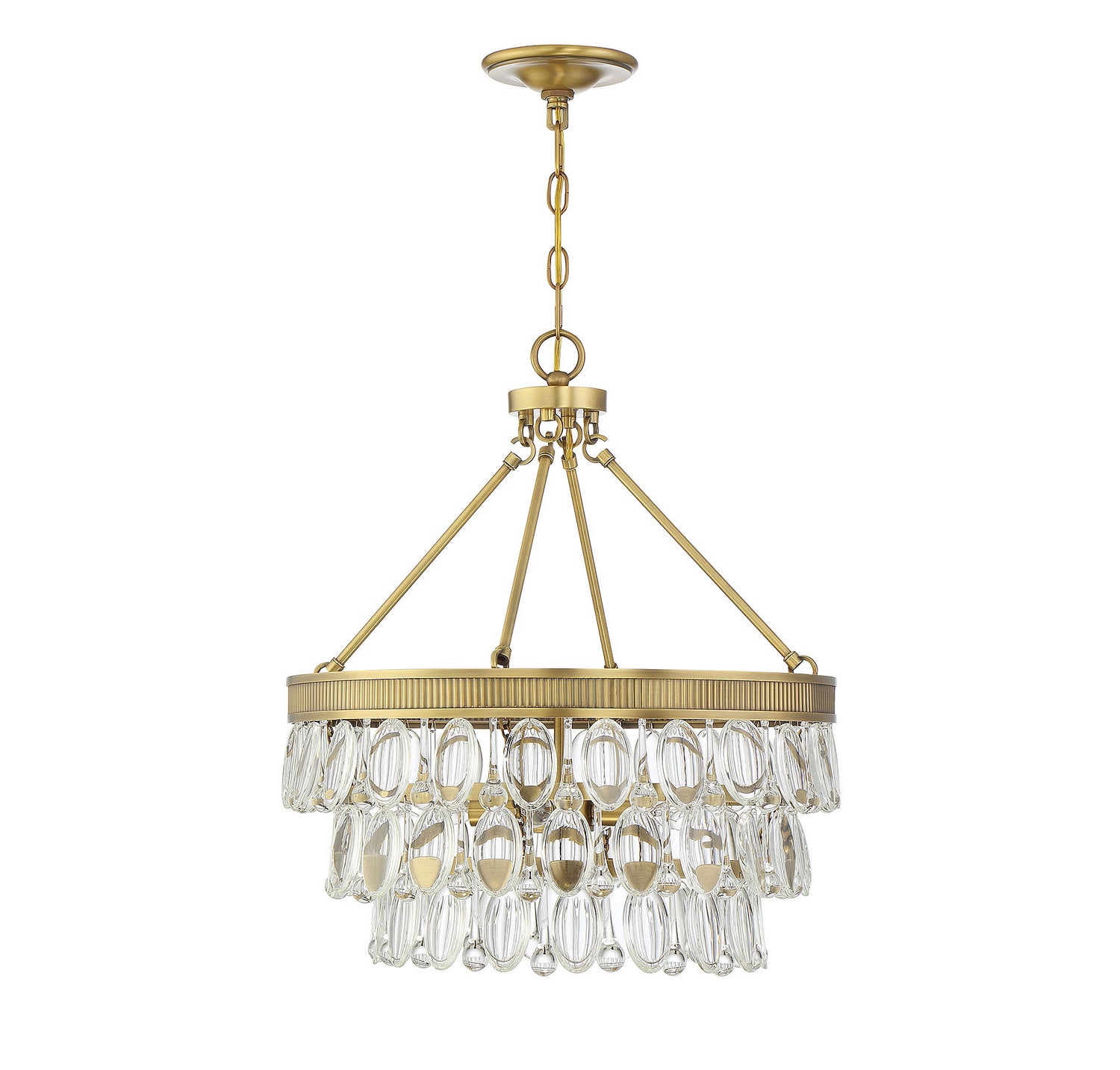 Suspension Windham à quatre lumières en laiton chaud