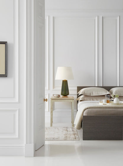 Penelope Table Lamp in Green with Linen Shade