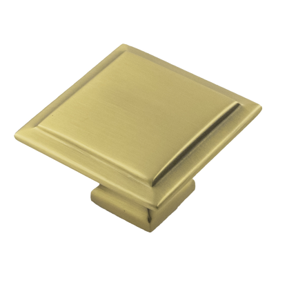Studio II Collection Knob 1-1/2 Inch Square Brushed Golden Brass Finish