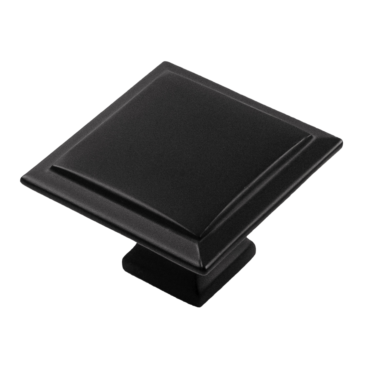 Studio II Collection Knob 1-1/2 Inch Square Matte Black Finish