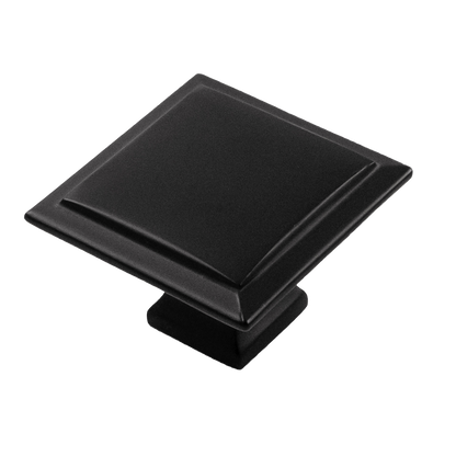 Studio II Collection Knob 1-1/2 Inch Square Matte Black Finish