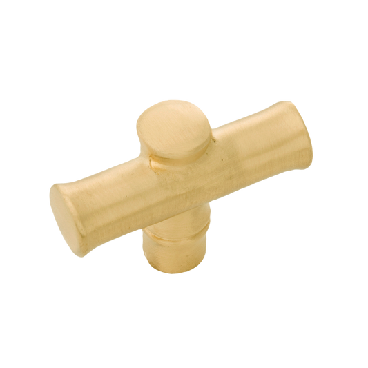 Junzi Collection T-Knob 1-15/16 Inch x 5/8 Inch Satin Brass Finish