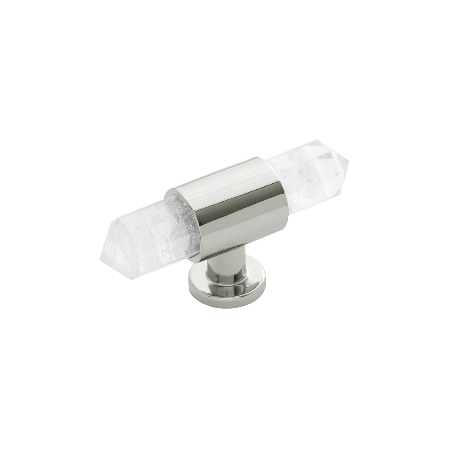 Bijou Aura Collection T-Knob 2-3/4 Inch x 3/4 Inch Polished Nickel with Natural Quartz Finish