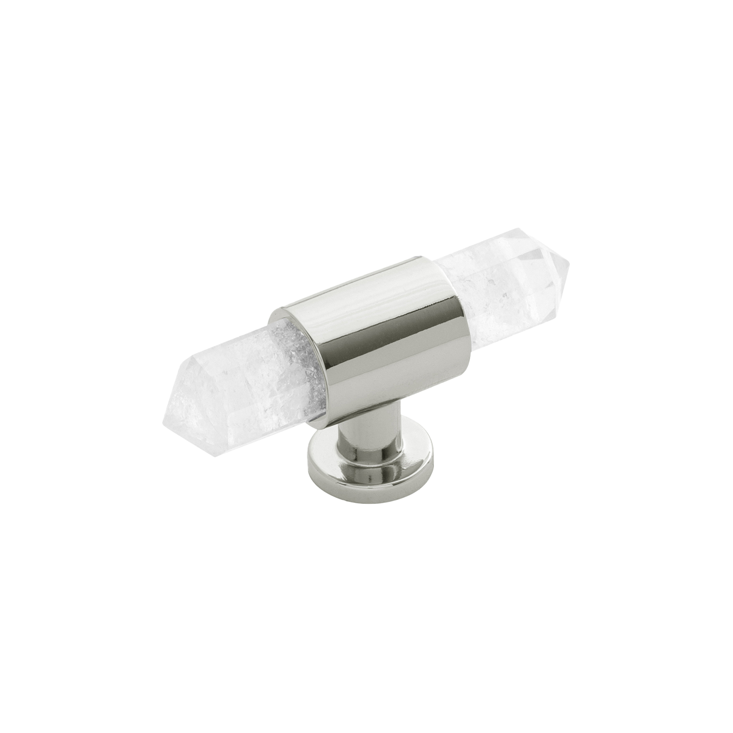 Bijou Aura Collection T-Knob 2-3/4 Inch x 3/4 Inch Polished Nickel with Natural Quartz Finish