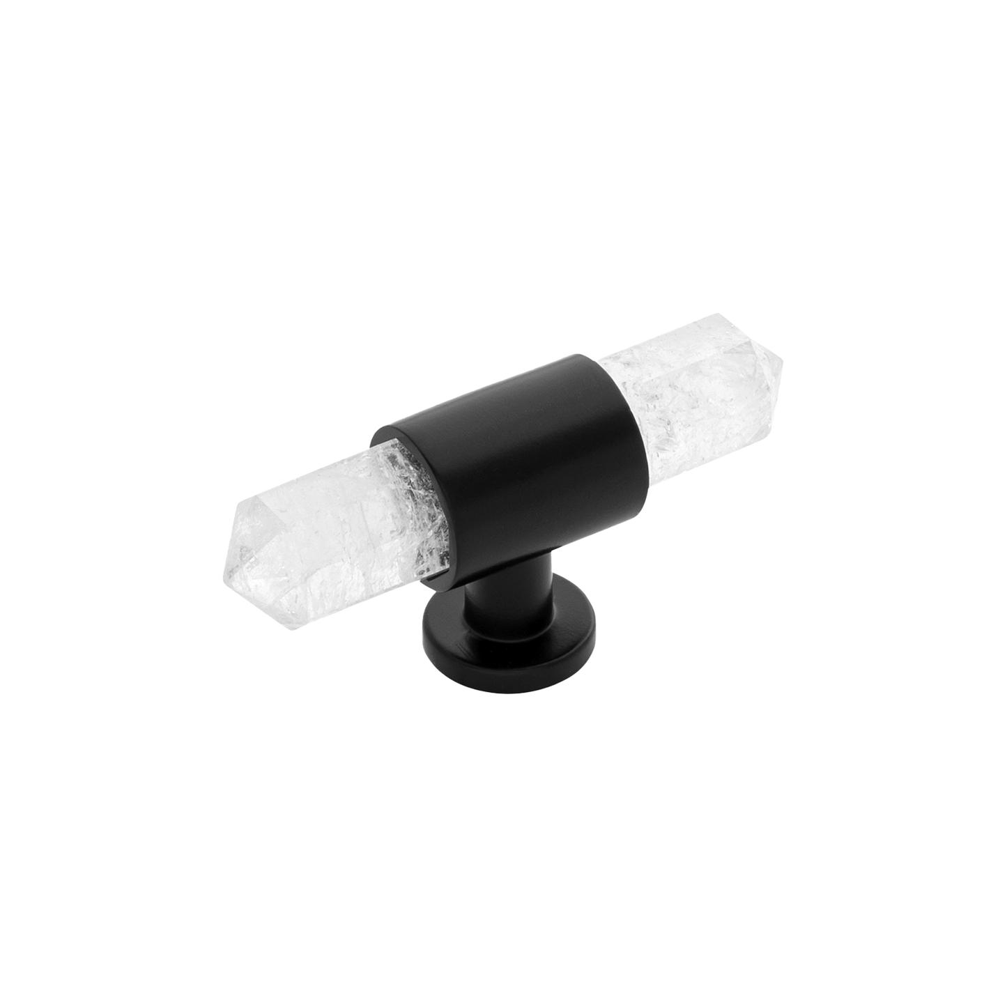 Bijou Aura Collection T-Knob 2-3/4 Inch x 3/4 Inch Matte Black with Natural Quartz Finish