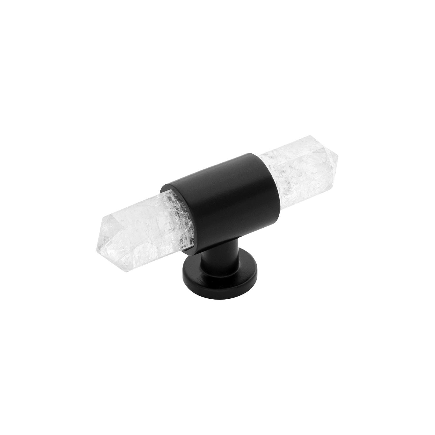 Bijou Aura Collection T-Knob 2-3/4 Inch x 3/4 Inch Matte Black with Natural Quartz Finish
