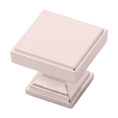 Brownstone Collection Knob 1-3/8 Inch Square Polished Nickel Finish