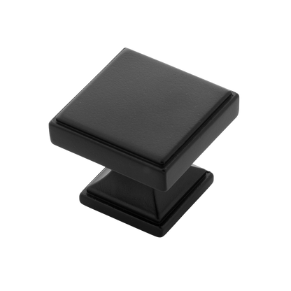 Brownstone Collection Knob 1-3/8 Inch Square Matte Black Finish