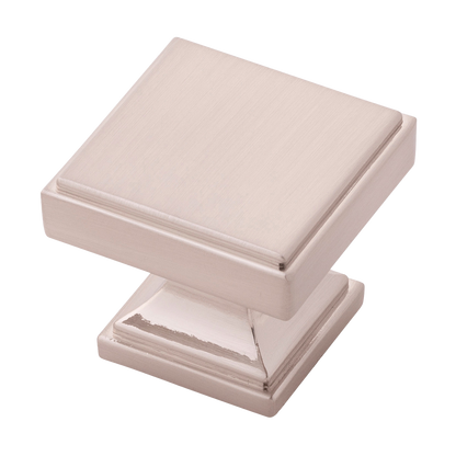 Brownstone Collection Knob 1-3/8 Inch Square Satin Nickel Finish