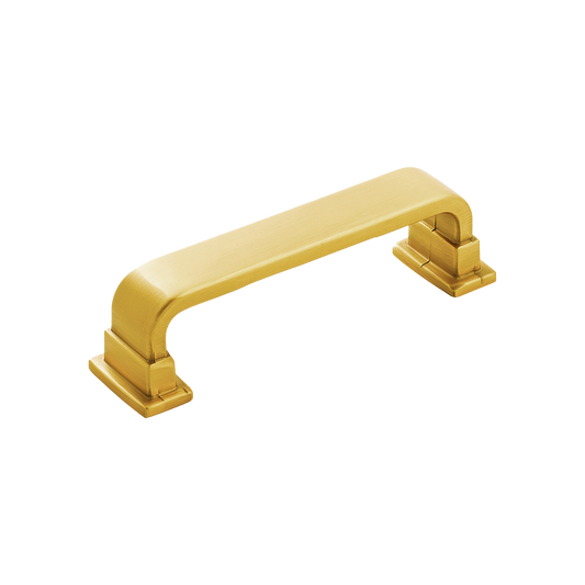 Brighton Collection Pull 3-3/4 Inch (96mm) Center to Center Brushed Golden Brass Finish