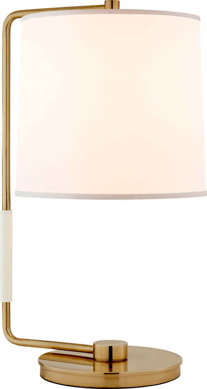Swing Table Lamp in Soft Brass w/ Silk Shade