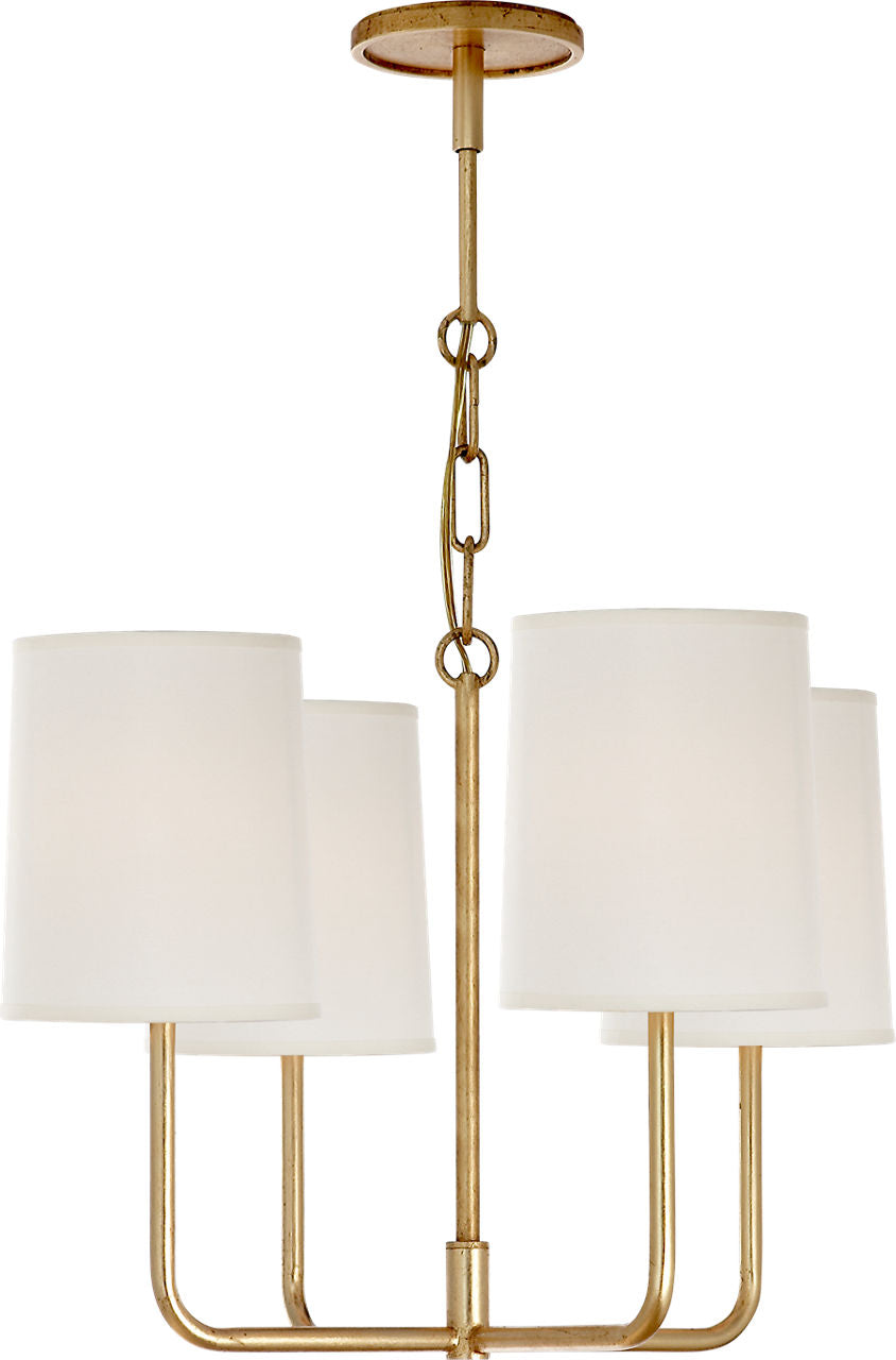 Go Lightly Small Chandelier in Gilded w/ Silk Shades
