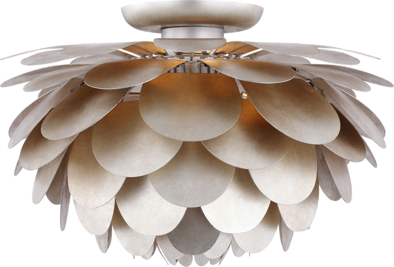 Cynara Large Flush Mount in Burnished Silver Leaf