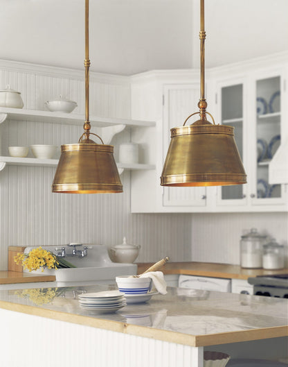 Sloane Single Shop Light in Antique-Burnished Brass with Antique-Burnished Brass Shade
