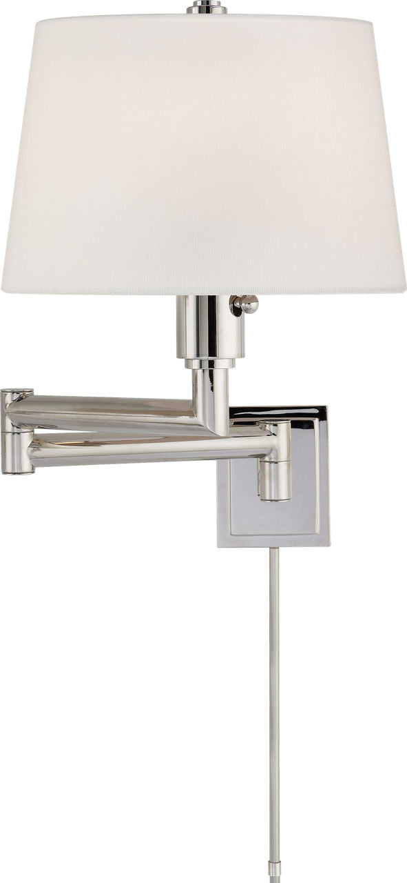 Chunky Swing Arm in Polished Nickel w/ Linen Shade