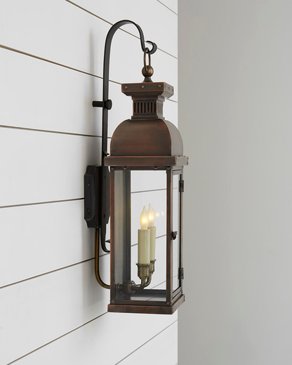 Suffork Medium Scroll Arm Lantern in Natural Copper