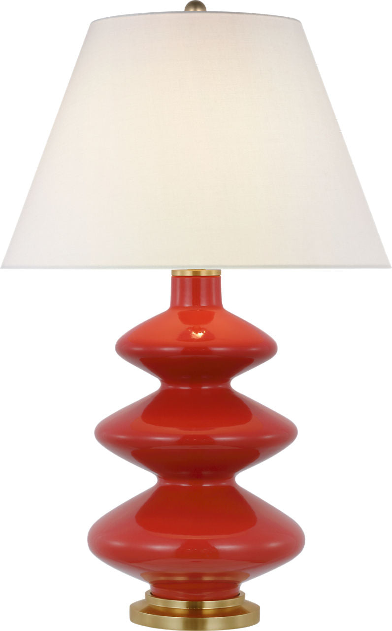 Smith Medium Table Lamp In Cinnabar W/ Linen Shade